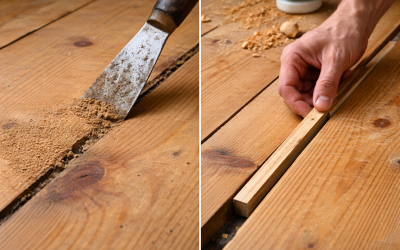 Comparing resin fillers for narrow gaps vs reclaimed wood slivers for larger Victorian gaps