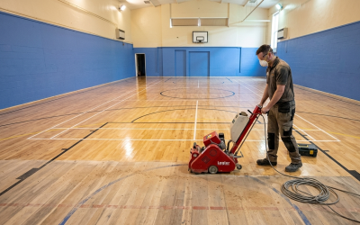 School Sports Hall Floor Restoration in Sydenham, SE26